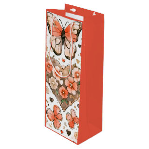 Sacola Para Vinho Borboletas, Corações e Flores