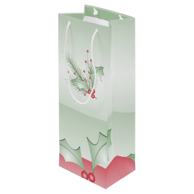 Sacola Para Vinho Boughes of Holly Light Green Pink (Verso inclinado)