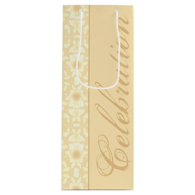 Sacola Para Vinho Branco E Creme Floral (Frente)