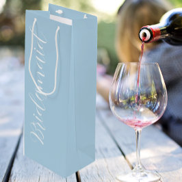 Sacola Para Vinho Bridesmaid de Casamento de Script Estilizado Azul-