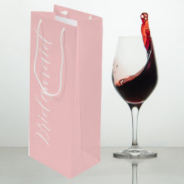 Sacola Para Vinho Bridesmaid de Casamento de Script Estilizado Blush