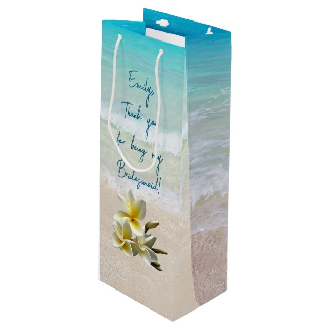 Sacola Para Vinho Bridesmaid Personalizou Obrigado Da Noiva (Frente inclinada)