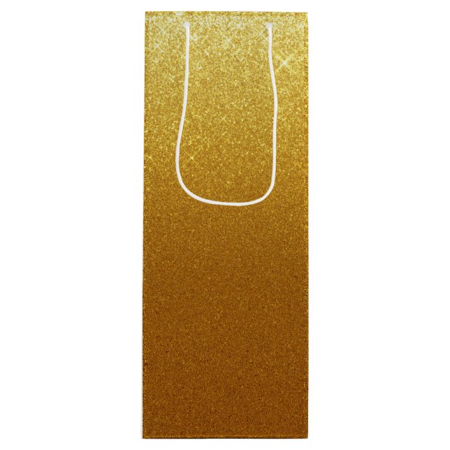 Sacola Para Vinho Brilhante Faux Dourado (Frente)