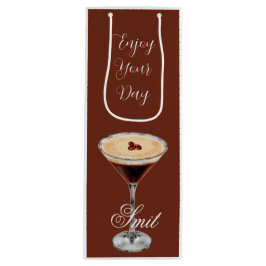 Sacola Para Vinho Brown & White Retro Minimalist Wine Gift Bag