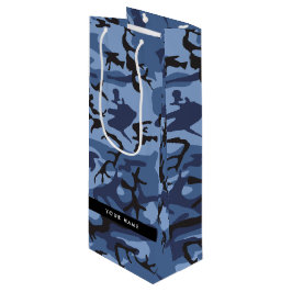 Sacola Para Vinho Camuflagem Azul Marinho Personalize seu nome