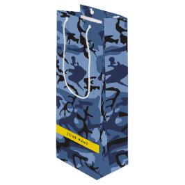 Sacola Para Vinho Camuflagem Azul Marinho Personalize seu nome