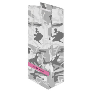 Sacola Para Vinho Camuflagem de Cinzas de neve de inverno Seu nome p