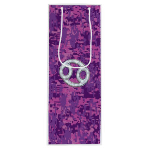 Sacola Para Vinho Camuflagem Digital Cor-de-rosa com Sinal Zodiac do