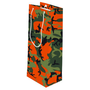 Sacola Para Vinho Camuflagem Laranja e Verde, Militar, Exército