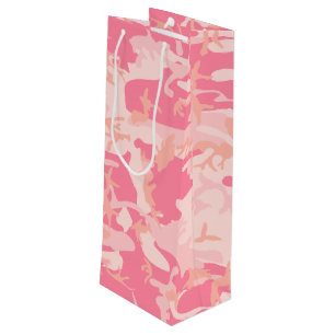 Sacola Para Vinho Camuflagem Rosa, Militar, Exército