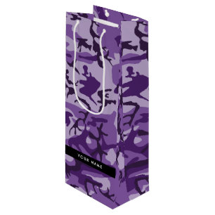 Sacola Para Vinho Camuflagem Roxa Personalize seu nome