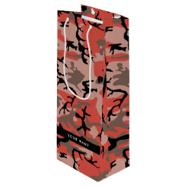 Sacola Para Vinho Camuflagem Vermelha e Castanha Seu nome Personaliz