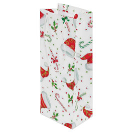 Sacola Para Vinho Candy Canes e Santa Hats