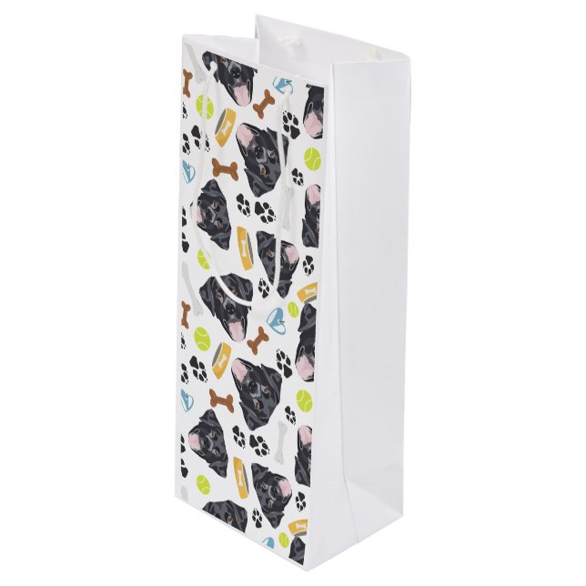 Sacola Para Vinho Cão de sorriso Labrador preto (Frente inclinada)