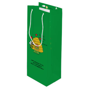 Sacola Para Vinho Cartoon de Natal Bee Engraçado Feriado
