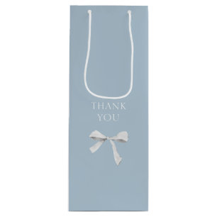Sacola Para Vinho Casamento de Arco de Fita Azul e Branca Trendy Obr