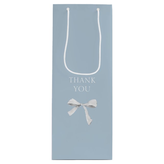 Sacola Para Vinho Casamento de Arco de Fita Azul e Branca Trendy Obr (Frente)