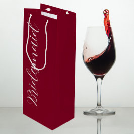 Sacola Para Vinho Casamento de Bridesmaid do Script Estilizado de Cr