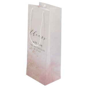 Sacola Para Vinho Casamento de Parabéns de Fosco Rosa-Blush Ombre