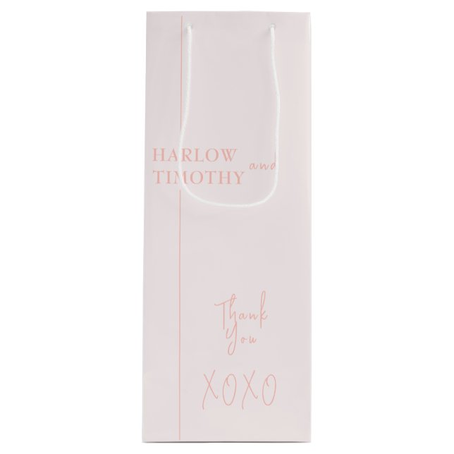 Sacola Para Vinho Casamento de Saco de Presente Rosa Esbranquiçado (Frente)