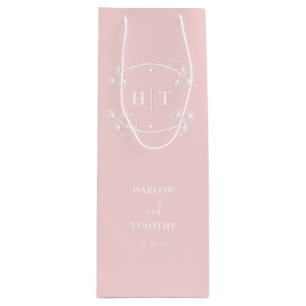 Sacola Para Vinho Casamento de Saco de Presente Rosa-Rosa de Caligra