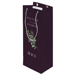 Sacola Para Vinho Casamento de Vinhos Rico Eucalyptus Monograma