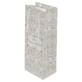 Sacola Para Vinho Casamento Dourado White 20s Real Fleur-de-Lis Art 