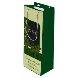 Sacola Para Vinho Casamento personalizado de shamrock irlandês verde