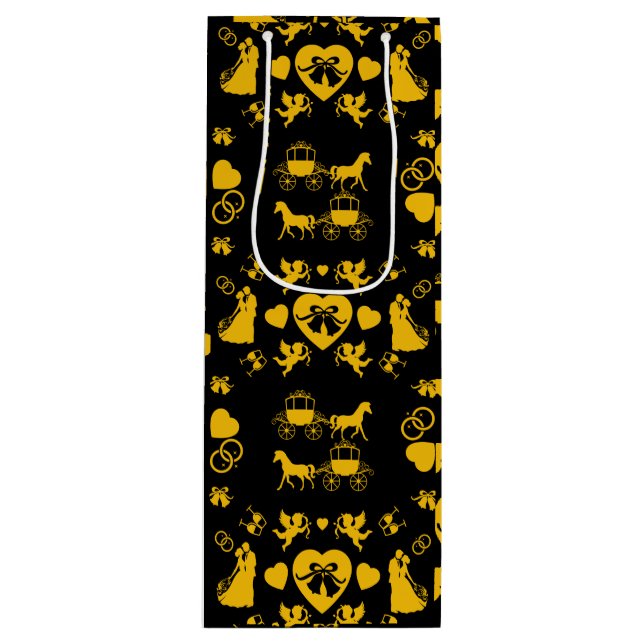 Sacola Para Vinho Casamento Romântico De Cavalo E Carrinho (Frente)