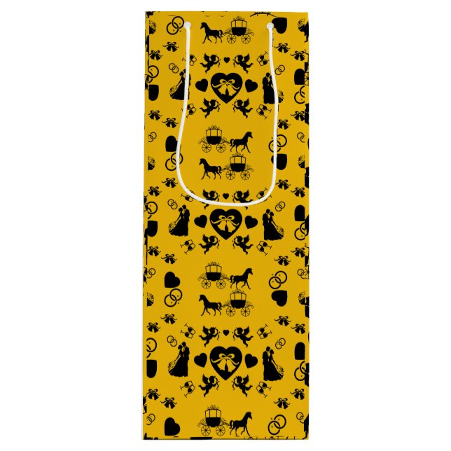 Sacola Para Vinho Casamento Romântico De Cavalo E Carrinho (Frente)