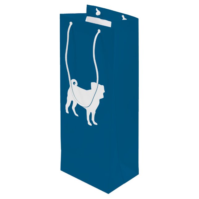 Sacola Para Vinho Celebração do Tema Azul do Partido Pug (Verso inclinado)
