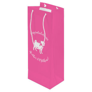 Sacola Para Vinho Celebração do Tema do Cão Rosa