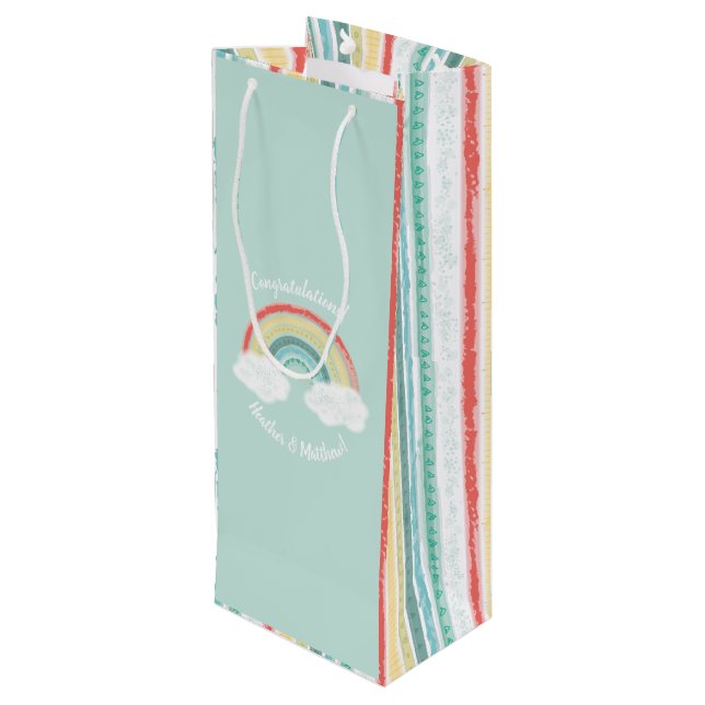 Sacola Para Vinho Chá de fraldas arco-íris (Verso inclinado)