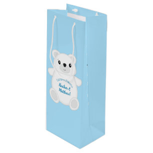 Sacola Para Vinho Chá de fraldas de Urso Polar Azul