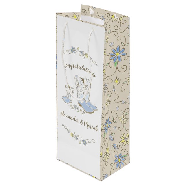 Sacola Para Vinho Chá de fraldas do Cowboy País Oeste Blue Boy (Verso inclinado)