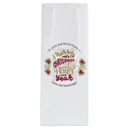 Sacola Para Vinho Charm Felry Feliz ano novo Tipografia de Natal