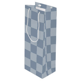 Sacola Para Vinho Checkerboard azul empoeirado