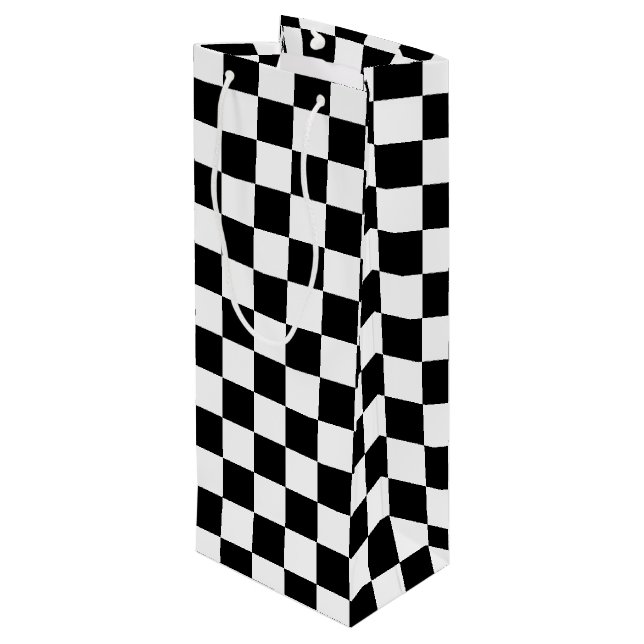 Sacola Para Vinho Checkered preto (Verso inclinado)