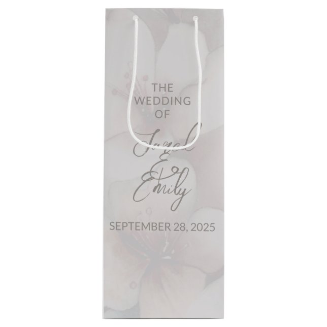 Sacola Para Vinho Cherry Blossom Casamento Personalizado Gift Bag (Frente)