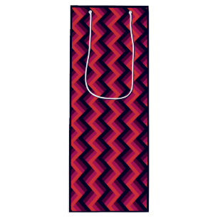 Sacola Para Vinho Chevron Zigzag Geométrico Rosa e Azul