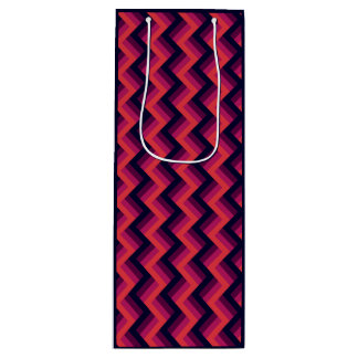 Sacola Para Vinho Chevron Zigzag Geométrico Rosa e Azul
