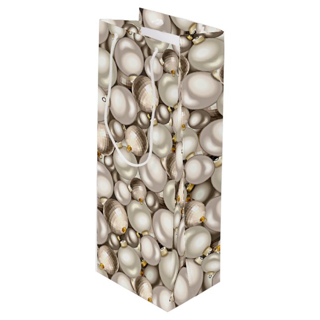 Sacola Para Vinho Chic Ivory Silver Dourado Baubles Ornaments (Frente inclinada)