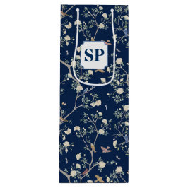 Sacola Para Vinho Chinoiserie Camellia Marinho Azul