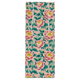 Sacola Para Vinho Chinoiserie Floral Rosa