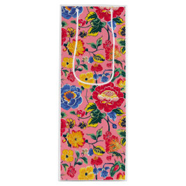 Sacola Para Vinho Chinoiserie Floral Rosa Brilhante