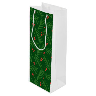 Sacola Para Vinho Christmas Greenery Berries Artisan Modern Holiday