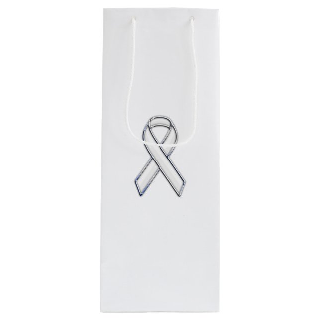 Sacola Para Vinho Chrome Print Belted White Ribbon Awareness (Frente)