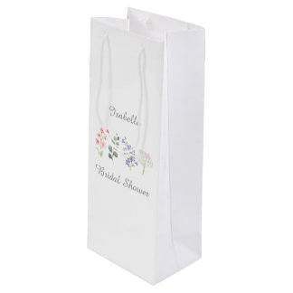 Sacola Para Vinho Chuva de Noiva Aquarela Flor Silvestre Boho