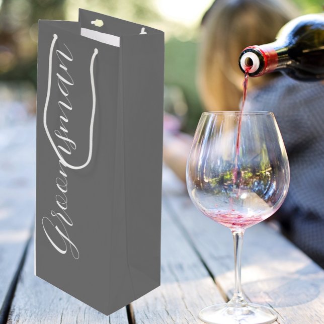 Sacola Para Vinho Cinza Escuro Padrinho de casamento de Casamento de (In Situ)