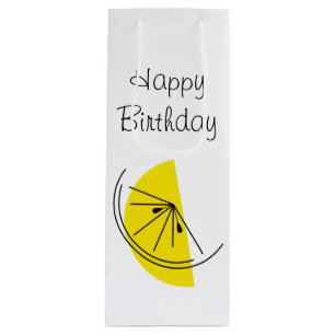 Sacola Para Vinho Citrus Lemon Happy Birthday - vinho de presente